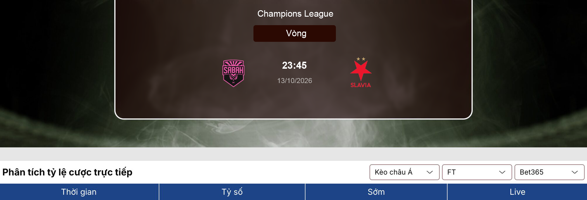 Soi tỷ lệ kèo: Sabah Baku vs Slavia Praha 23h45 ngày 13/10 1 Soi tỷ lệ kèo